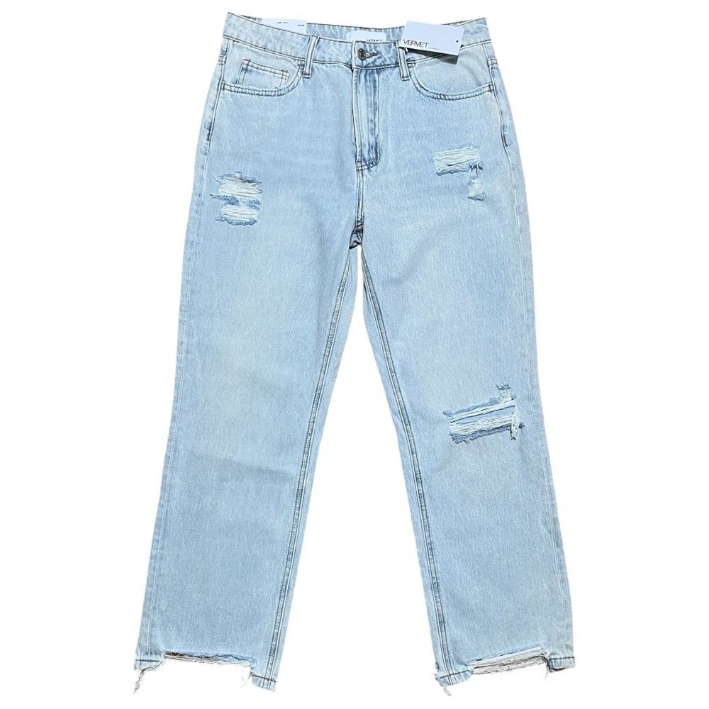 Vervet Kassie Boyfriend Distressed Crop Jean NWT In Lightwash Sz 28